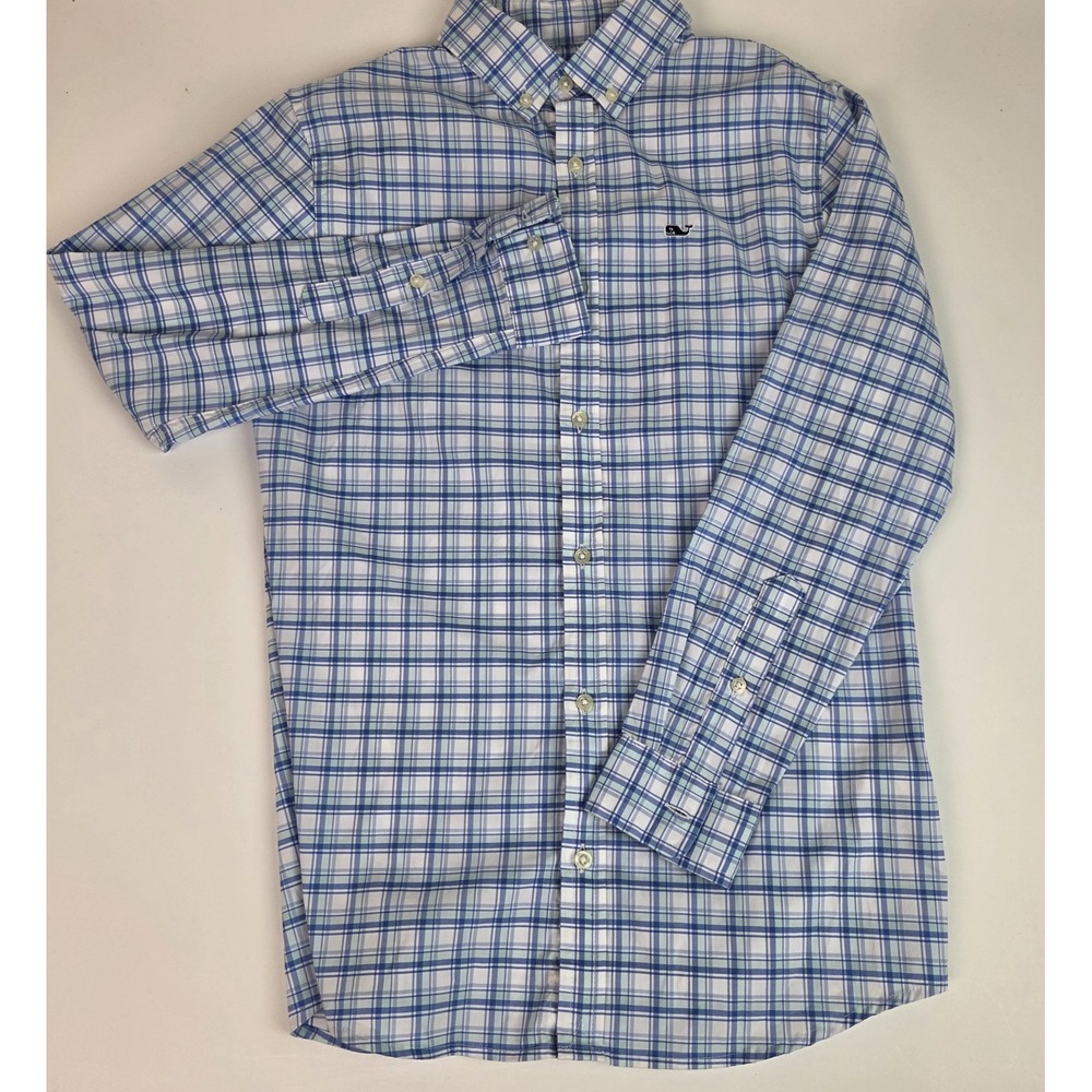 Vineyard Vines OTG On-The-Go Performance Button Down Shirt Blu Size M Youth